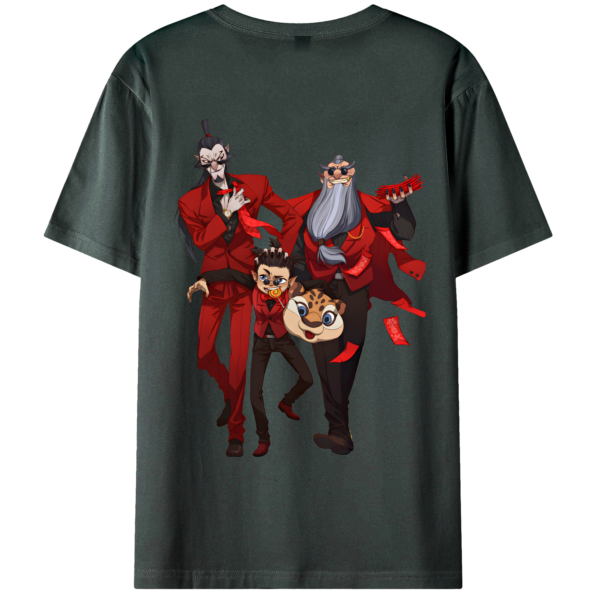 （画像用） Ne Zha 2 ナタ 魔童の大暴れ 綿100％ メンズ半袖Tシャツ（バックプリント） 通気性